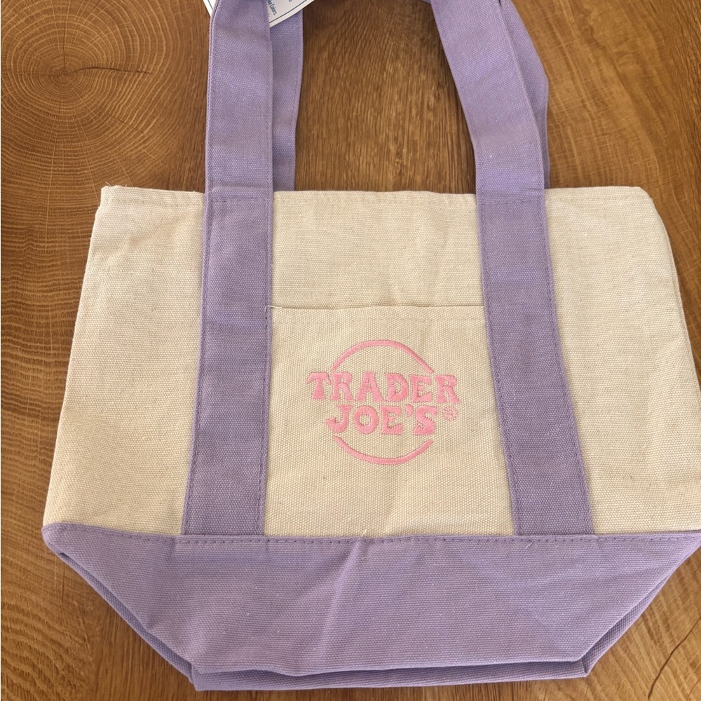 Trader Joe’s Mini Purple and Cream Tote Bag